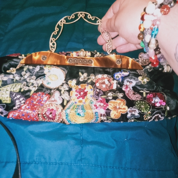 LULLU LALLA multicolor sequin/ bead/ diamante kisslock evening 🛍 - Picture 7 of 16